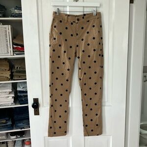 J. Crew Tan Chinos with Navy Polka Dots